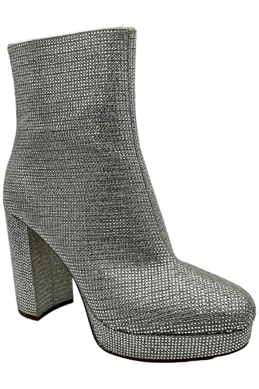 Michael Kors Women's Joanna Crystal Embellished Platform Boot Silver - Medium